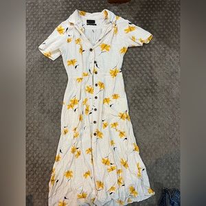 URBAN OUTFITTERS Yellow Floral Button Down Maxi Dress